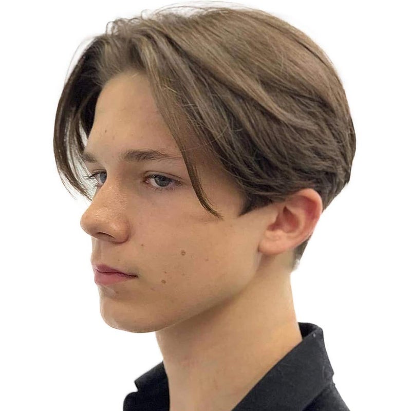 Kaneles Mens Brown Wig Short Straight Men Wigs Synthetic Wig Realistic Natural Middle Part Wigs for Men (Brown) - Image 1
